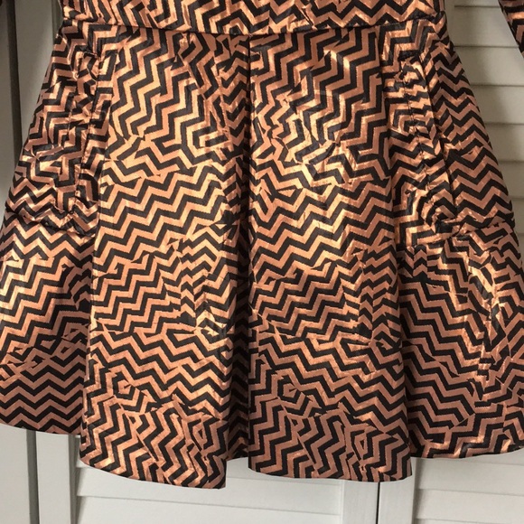 Kenzo Metallic Dress Kids Girls Bronze Black Zigzag 5Y - Picture 3 of 7